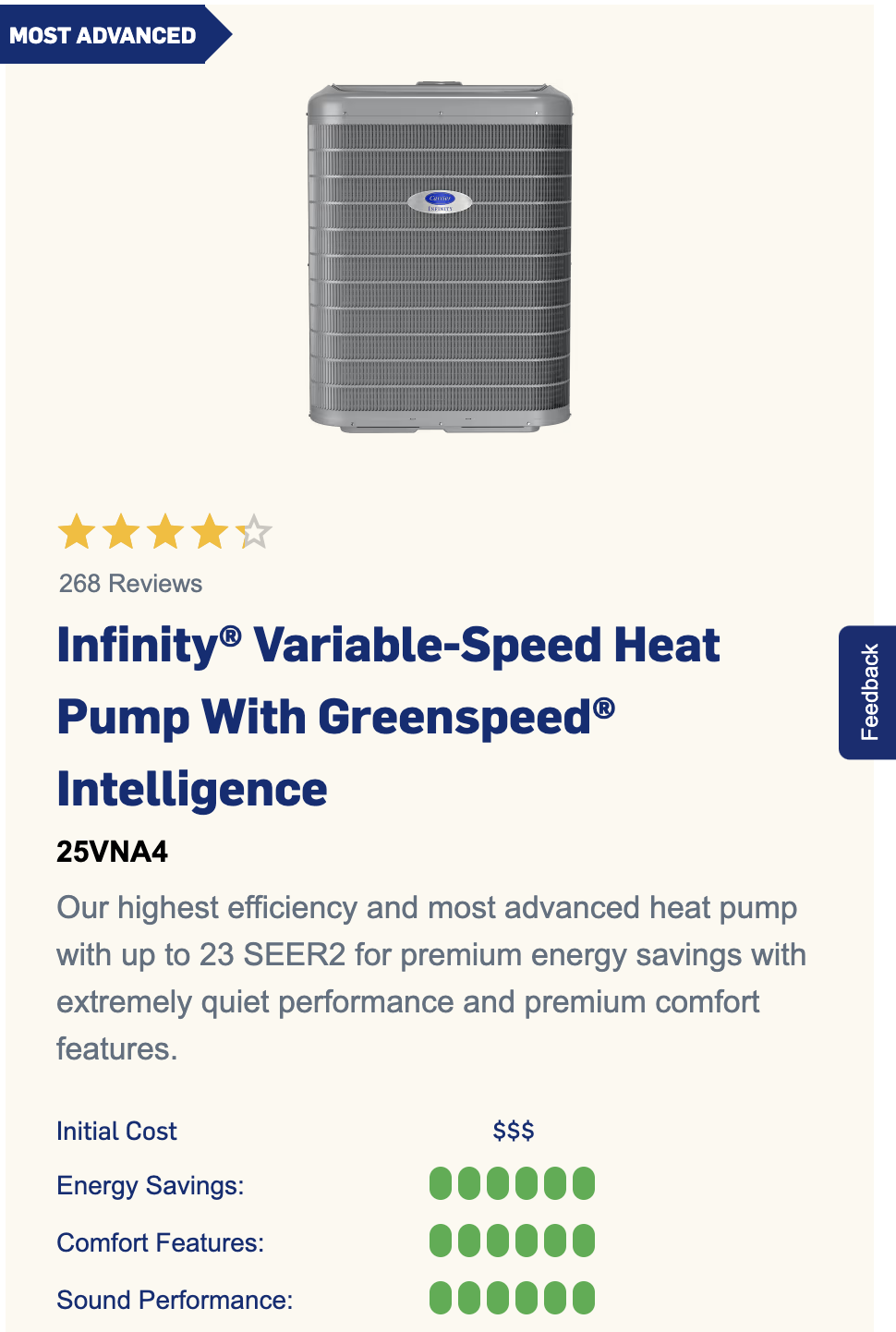 Infinity Variable Speed heat pump Sun Air